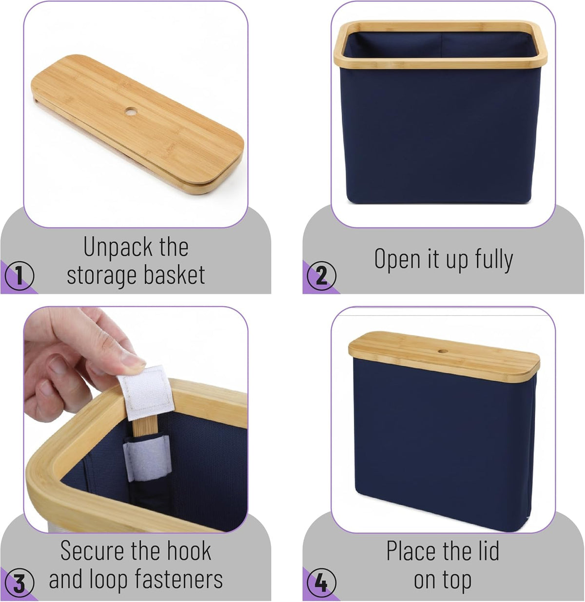 - Toilet Paper Storage with Bamboo Lid for 12 Rolls, Dark Blue, Waterproof Bamboo Toilet Paper Holder Basket